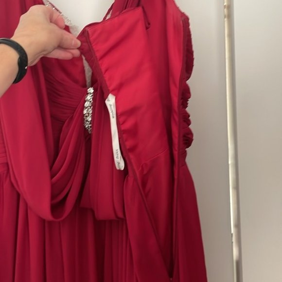 RED Formal Gown with Rhinestones Fabric sleeveless - Picture 9 of 12